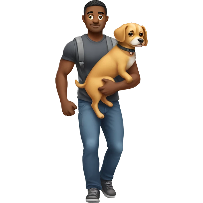 Strong guy carrying a tiny dog emoji