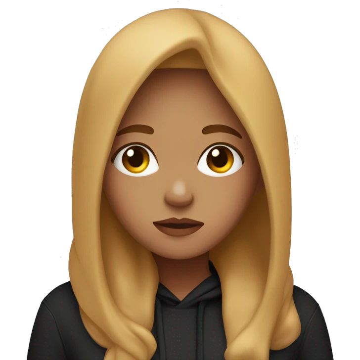 Tired girl with black hoodie and caramel blonde hair emoji