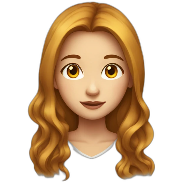 A girl with big brown eyes and long yellow-brown hair, beautiful emoji