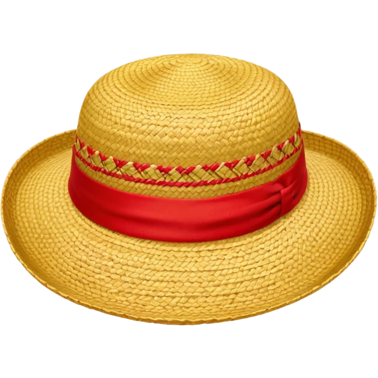 Luffy's iconic straw hat from One Piece, simple and recognizable, with a red band emoji