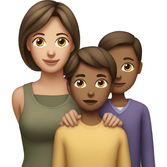 Mother and teenage son and young daughter emoji