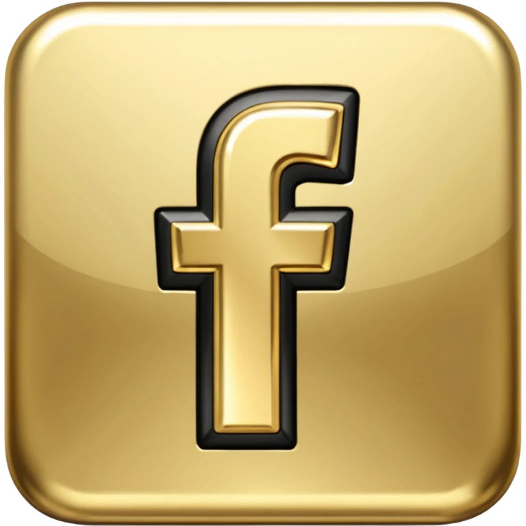 One single shiny Gold and black facebook icon, png, no background, no border emoji