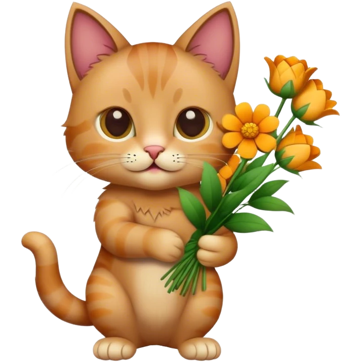 cat gaving flowers in hand emoji