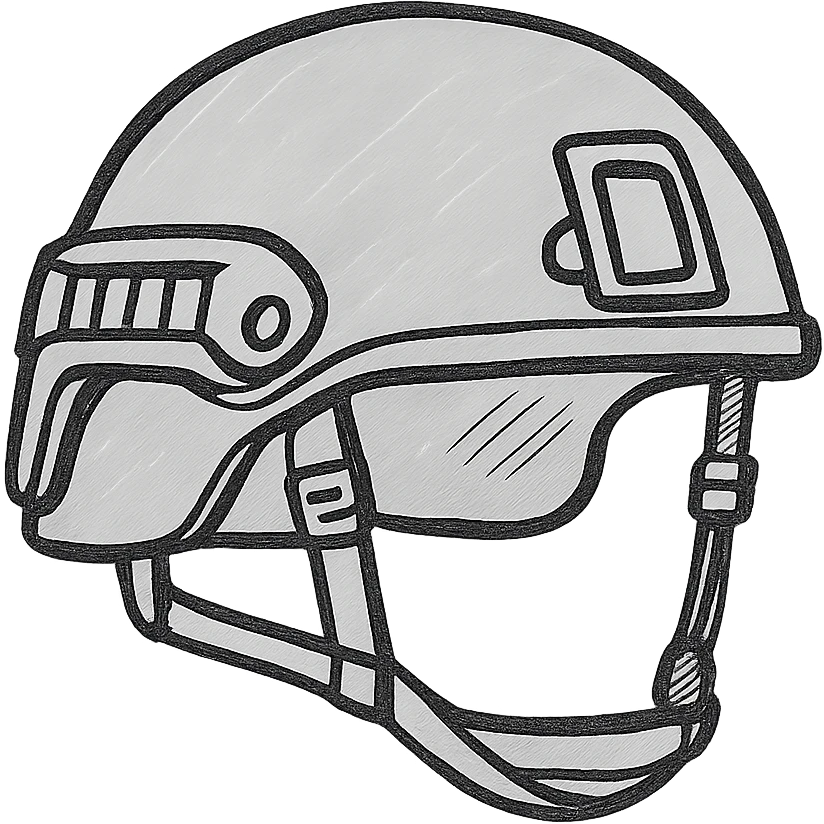 schematic image of modern NATO military helmet, strict technical style, with light gray fill, no text, minimalism emoji