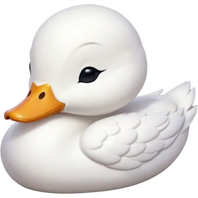 Meme-Worthy Cute Sleeping White Duck Portrait Emoji, Head resting peacefully with a contented smile, showcasing a sleek, graceful build and a luxuriously soft pure white plumage, eyes shut in a serene, restful nap, Simplified yet hilariously adorable features, highly detailed, glowing with a soft, drowsy light, high shine, relaxed and utterly lovable, stylized with an air of playful laziness, bright and heartwarming, soft glowing outline, capturing the essence of a comically sleepy duck, so meme-worthy it feels like it could instantly become the next viral sensation of adorable slumber! emoji