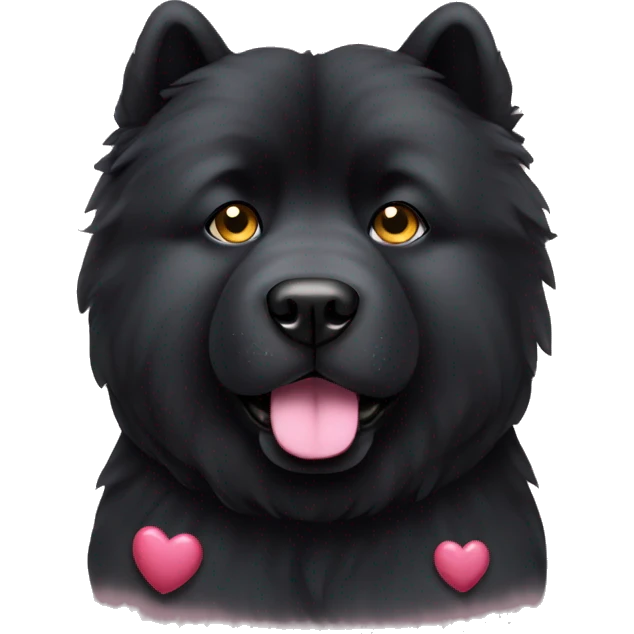 black chow chow with hearts in eyes emoji