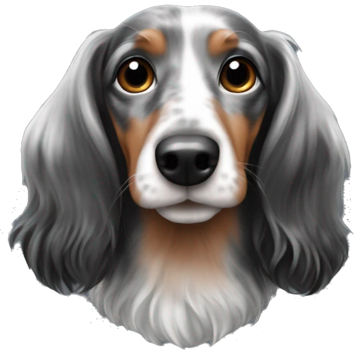 long-haired black and merle dachshund emoji