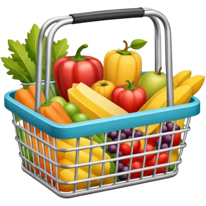 METAL SHOPPING BASKET WITH GROCCERIES IN IT emoji