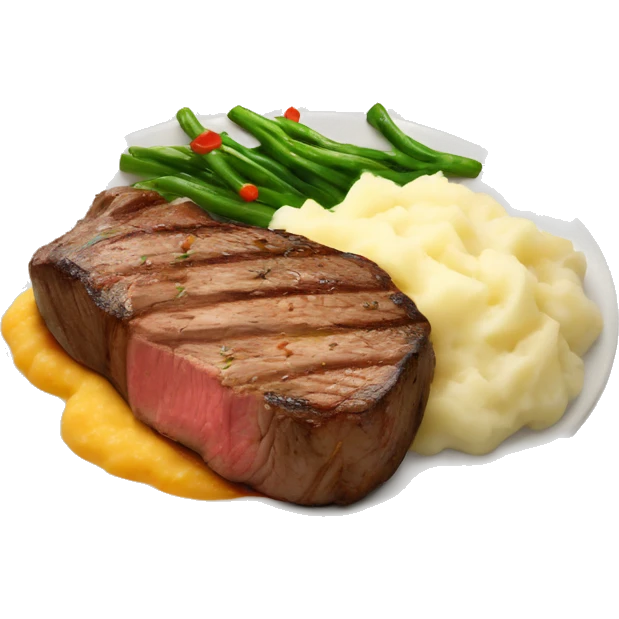 medium rare steak and mashed potatoes emoji