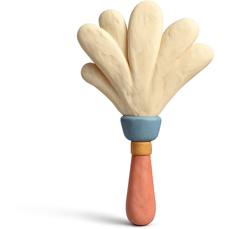 feather duster in claymation style with soft pastel colors and visible fingerprints emoji