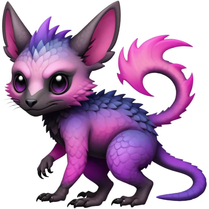 Cool Edgy Black-pink-purple-gradient badass Trico-animal-creature full body emoji