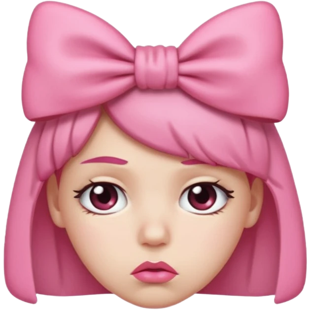 Pouting face emoji with pink bow on head emoji