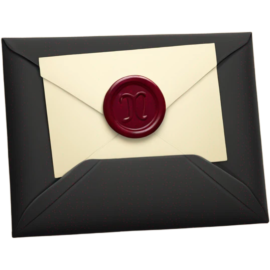 black envelope with burgundy wax seal emoji