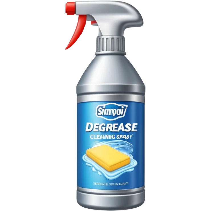 cleaning metal surface with degreaser spray, shiny clean metal emoji