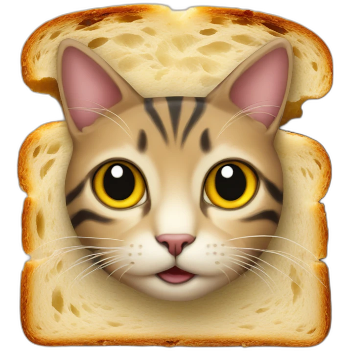cat face in a slice of bread emoji