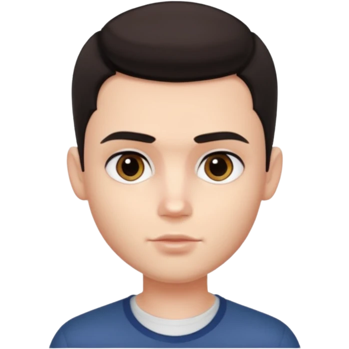 pretty handsome bratz man, short dark hair, dark eyes, pale skin, defined jawline emoji