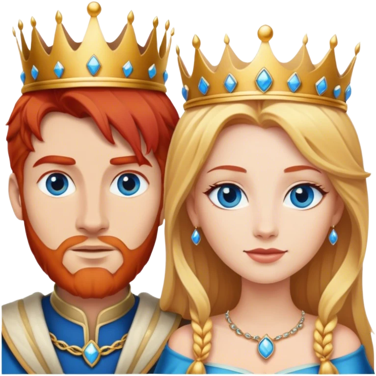 Red hair king, blonde queen, blue eyes emoji