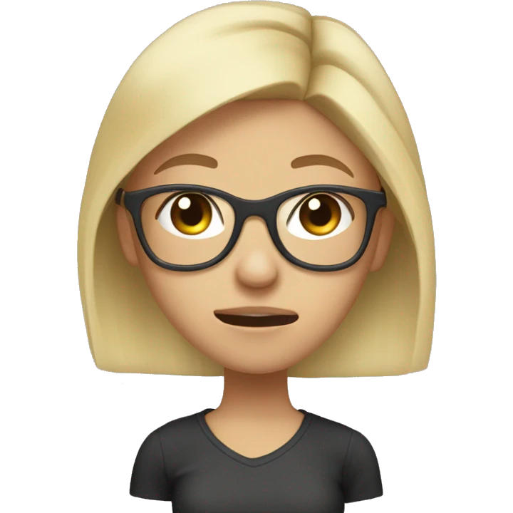 Stressed out blonde girl with pony tail and glasses emoji