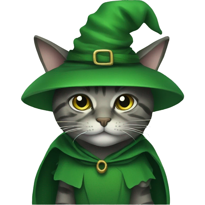 Cat wearing Green witch costume emoji