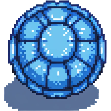 Blue digital bomb with curly blue fuse on top, round bomb body with blue highlights and details, pixel art style emoji