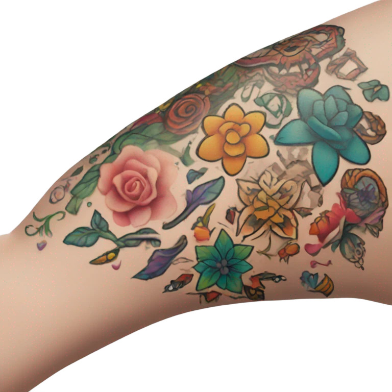 White girl arm with tattoos emoji