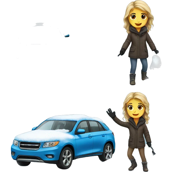 Girl remove snow on the car emoji