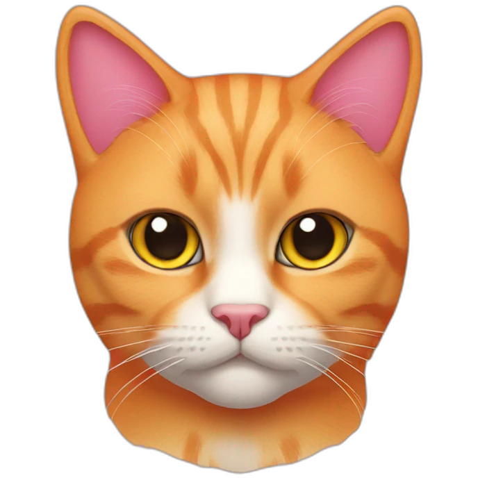 Orange British cat with pink ears emoji