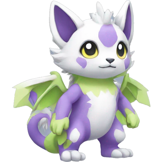 Cute cool purple white lime-green animal hybrid Fakemon full body emoji