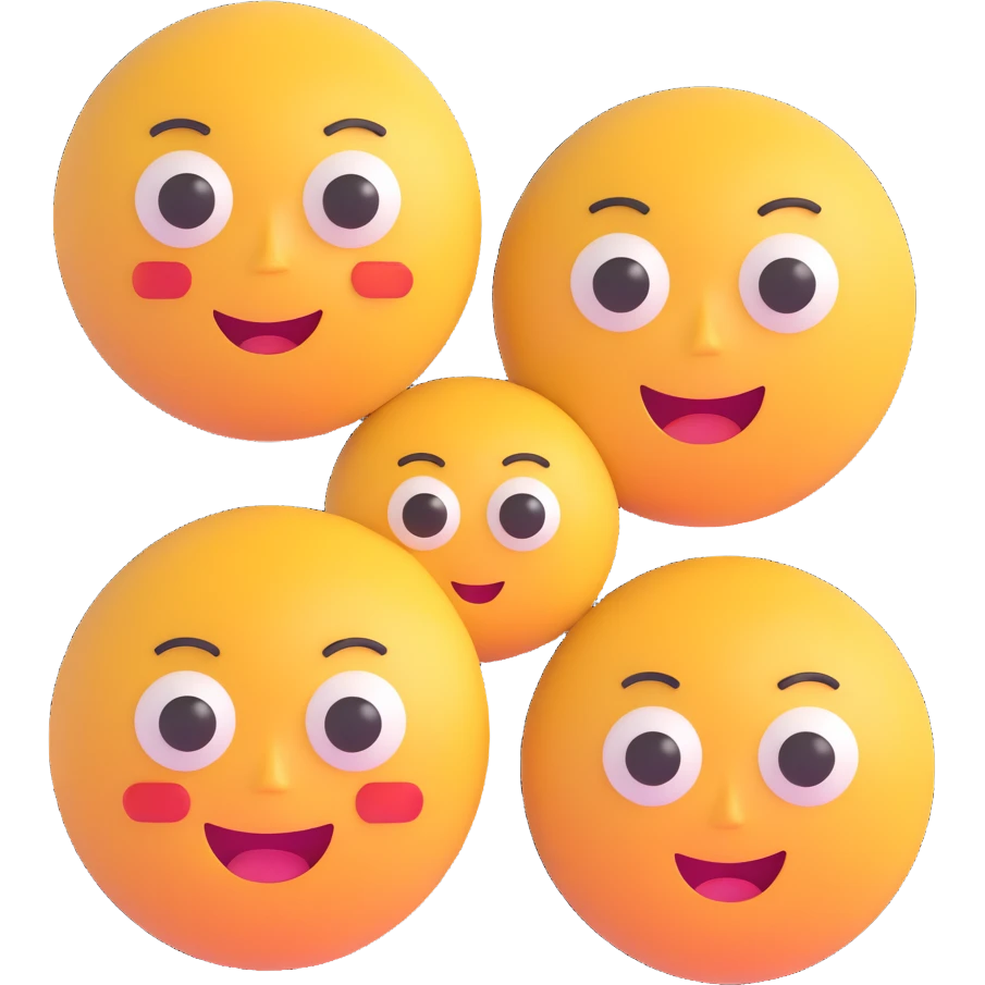 set of four clean digital style Discord bot emotes for OptiCore with #3498db as primary color showing happy, sad, thinking, and alert expressions emoji