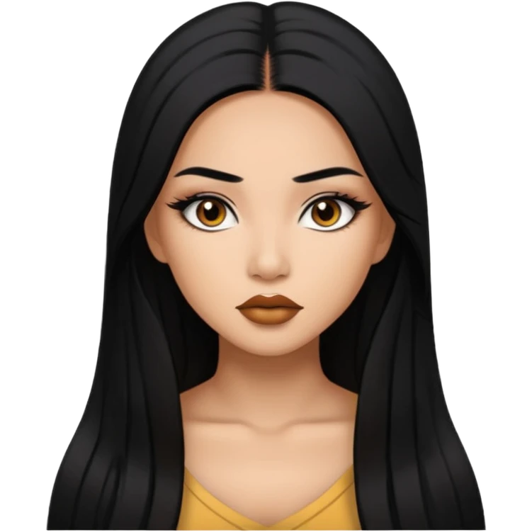 baddie with Asian and Latina features, long straight black hair, makeup emoji