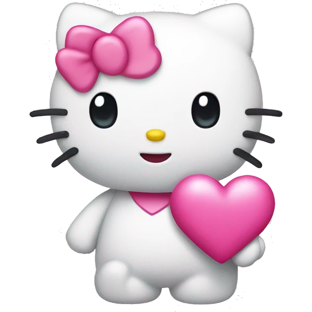 hello kitty with pink heart emoji