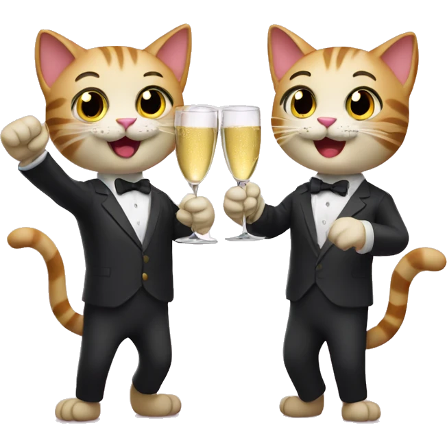 two cats cheers champagne emoji