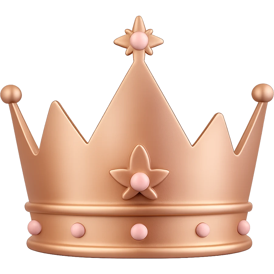 Change the crown to copper metallic, keep soft pink and minimal background, 3D emoji style, with no background emoji