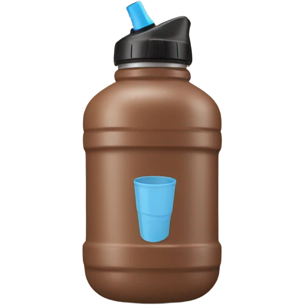 Brown water bottle with handle and straw emoji