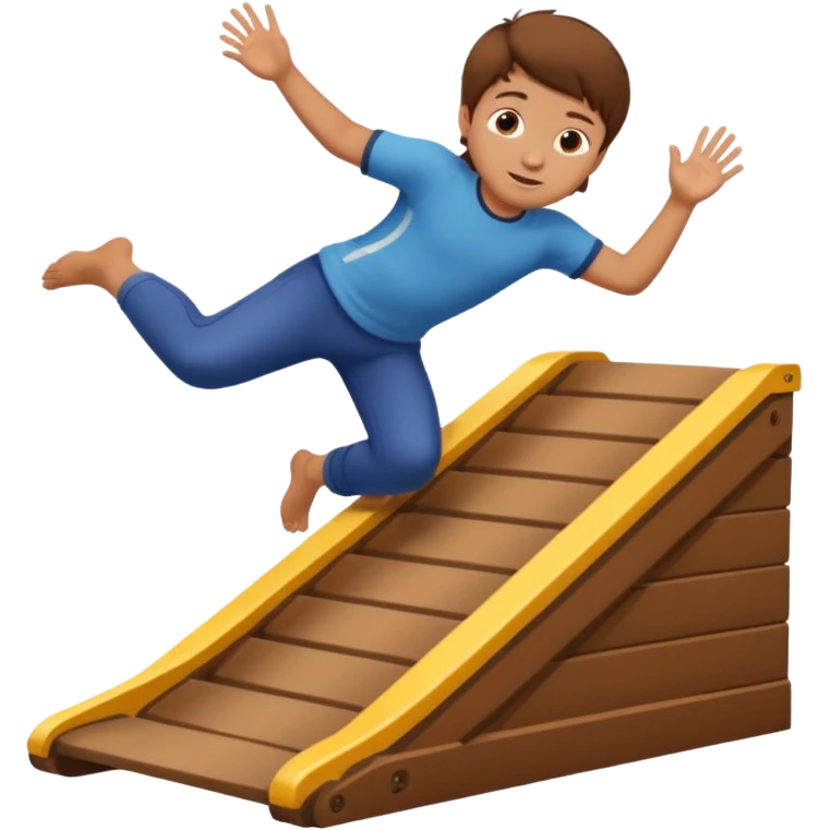 jongen die aan het buikglijden is met bruin haar van een schans emoji
