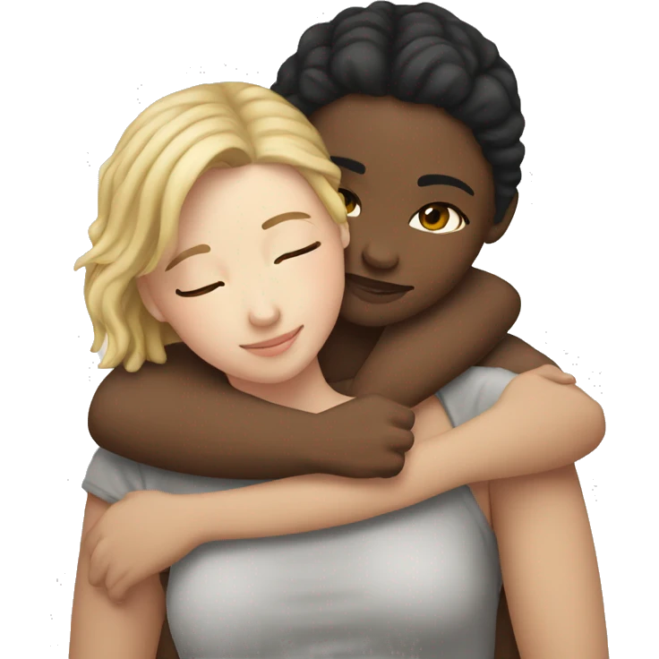 Two white girls cuddling romantically emoji