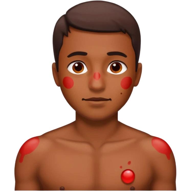 A boy named Sameer, itching and have red spots all over the body emoji