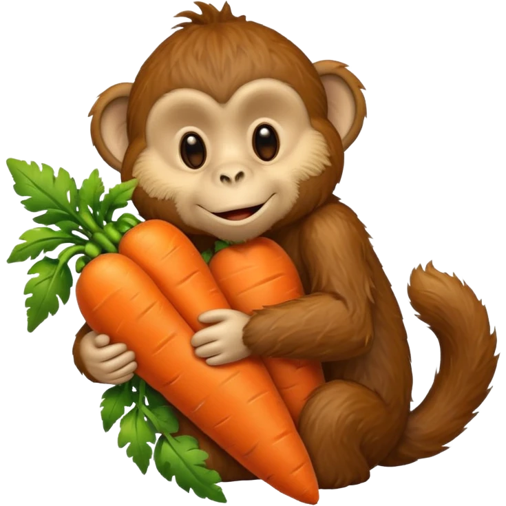 Big monkey hugging a cute vegetable  emoji