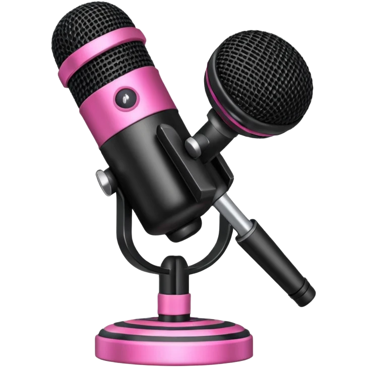 black stage microphone with pink strip on bottom emoji