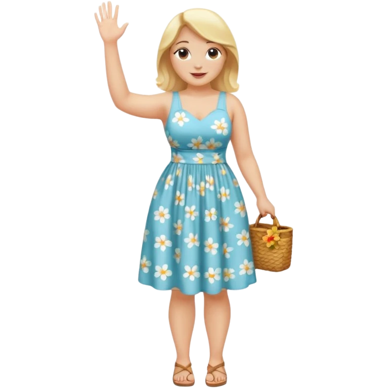 curvy blonde woman full body waving, SFW emoji