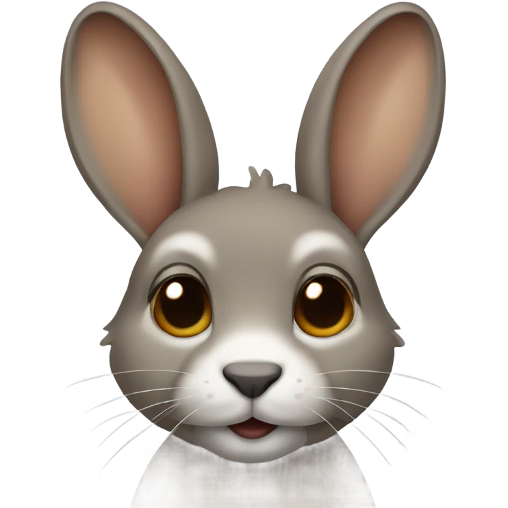 grey brown beige siam rabbit with sloppy ears emoji