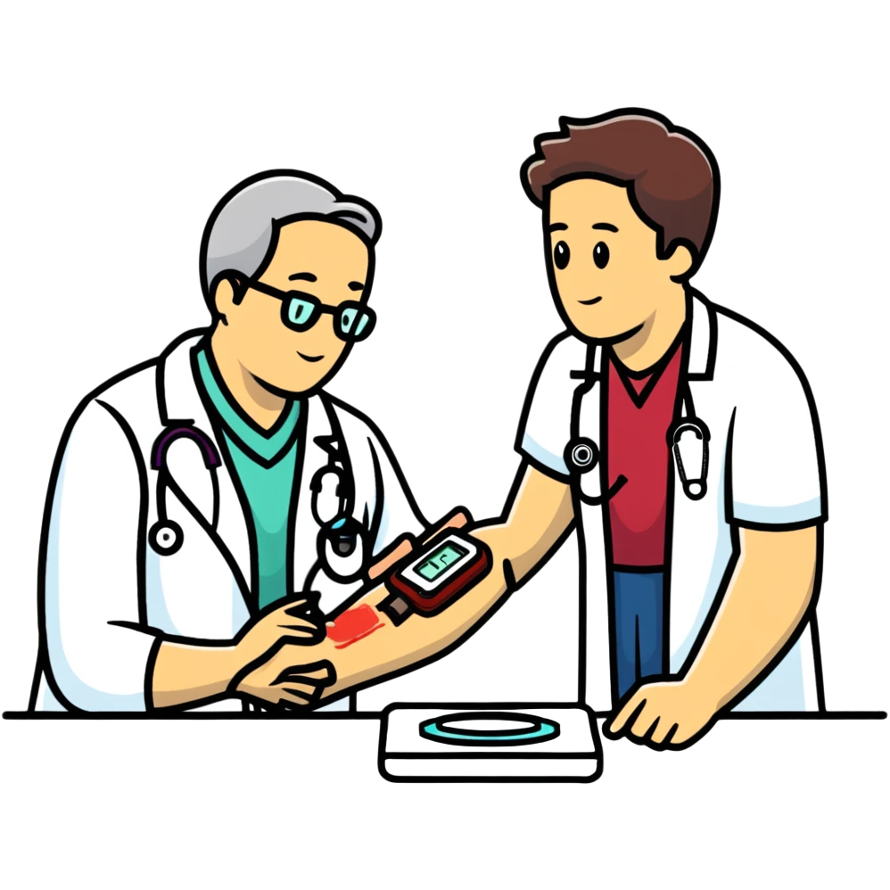 Doctor checking patient's blood pressure during annual medical check-up, healthcare screening emoji
