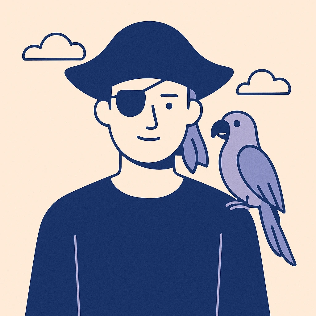 pirate with eye patch and parrot emoji