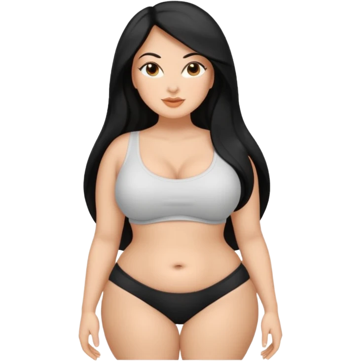 Curvy white latina woman with long back hair with big ass  emoji