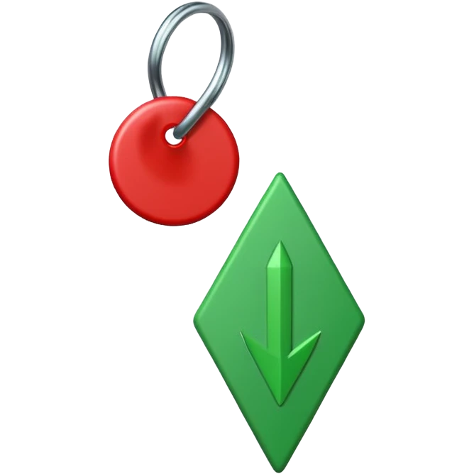 Tag vermelha com uma flecha pra cima verde do lado emoji