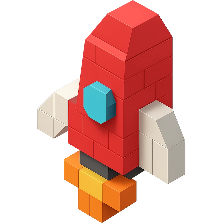 rocket, minimalist geometric style, 3D blocks icon emoji