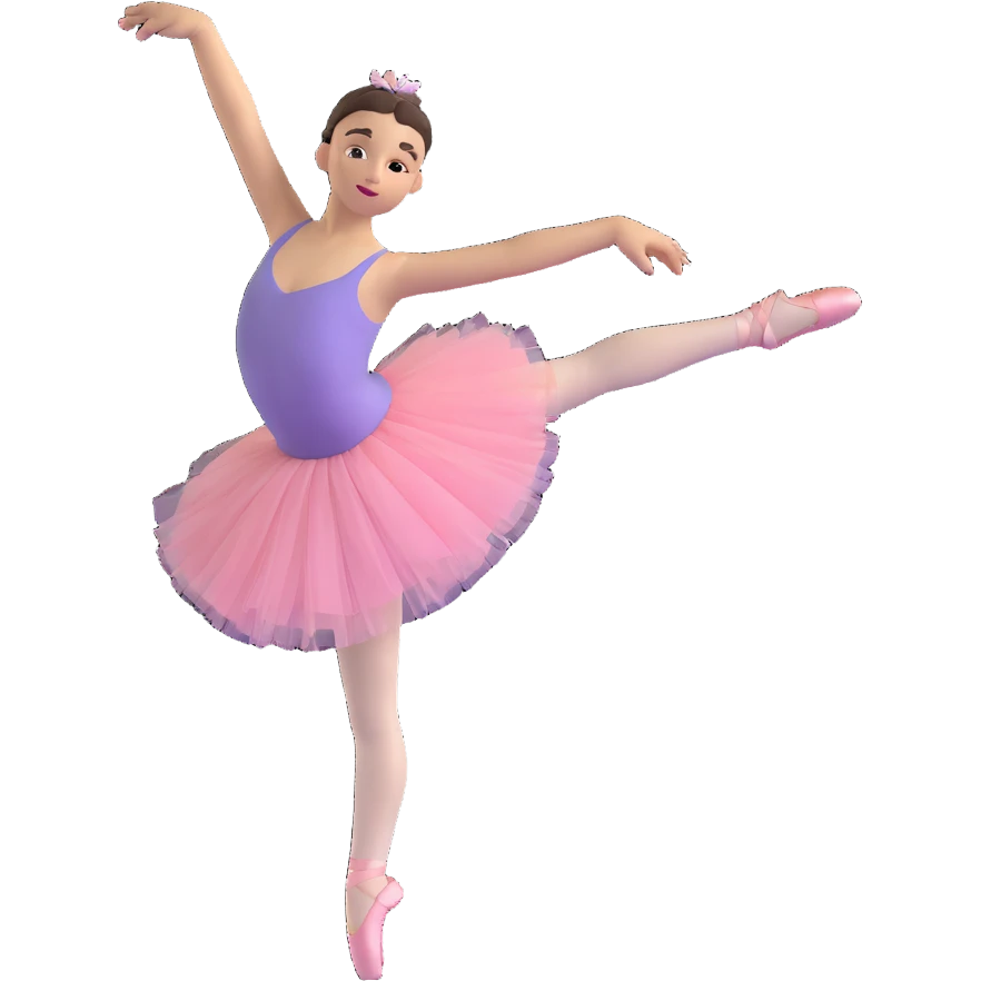 ballet dancer performing a pirouette, tutu and ballet shoes emoji