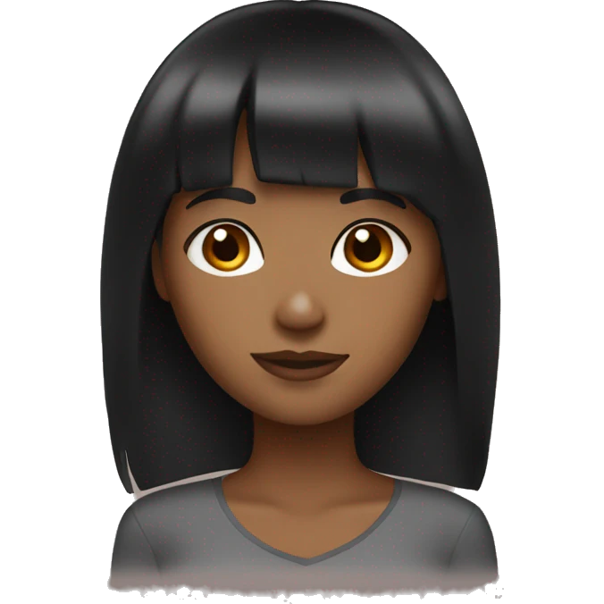 brown Girl with black hair and bangs emoji