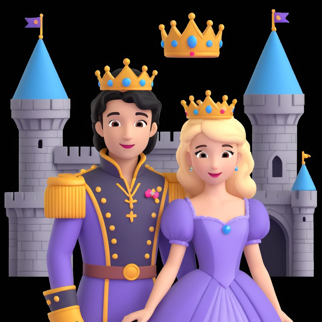 prince and princess disny dress close up photo in castle emoji