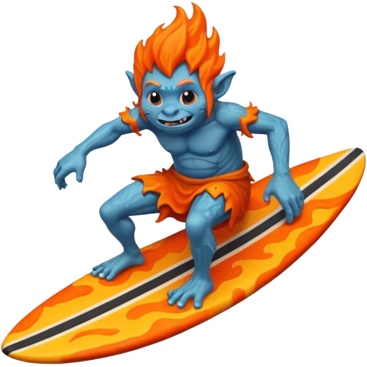 troll riding a surfboard through lava  emoji